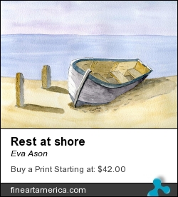 Rest At Shore by Eva Ason - Painting - Watercolor