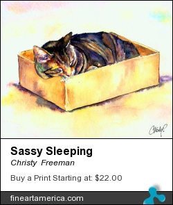 Sassy Sleeping by Christy  Freeman - Painting - Watercolor