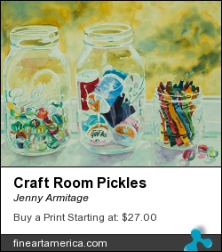 Craft Room Pickles by Jenny Armitage - Painting - Transparent Watercolor On Aquabord