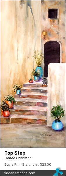 Top Step by Renee Chastant - Painting - Watercolor On Paper