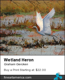 Wetland Heron by Graham Gercken - Painting - Oil On Canvas