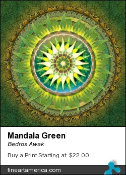 Mandala Green by Bedros Awak - Digital Art - Digital Art