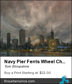 Navy Pier Ferris Wheel Chicago by Tom Shropshire - Painting - Acrylic On Stretched Canvas