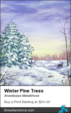 Winter Pine Trees by Anastasiya Malakhova - acrylic on canvas