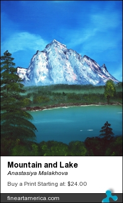 Mountain and Lake by Anastasiya Malakhova - oil on canvas
