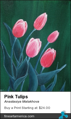 Pink Tulips by Anastasiya Malakhova - acrylic on canvas