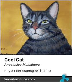 Cool Cat by Anastasiya Malakhova - acrylic on canvas