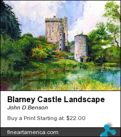 Blarney Castle Landscape by John D Benson - Painting - Watercolor