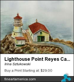 Lighthouse Point Reyes California by Irina Sztukowski - Painting