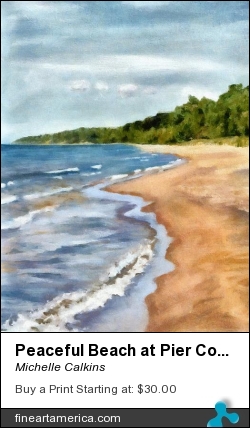Peaceful Beach At Pier Cove Ll by Michelle Calkins - Painting - Digitally Enhanced Oil Painting