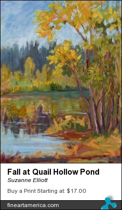 Fall At Quail Hollow Pond by Suzanne Elliott - Painting - Oil On Stretched Canvas