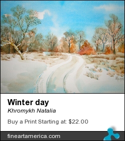 Winter Day by Khromykh Natalia - Painting - Watercolor,paper