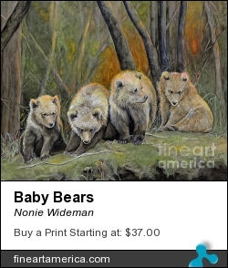 Baby Bears by Nonie Wideman - Painting - Watercolor