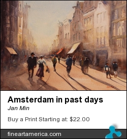 Amsterdam In Past Days by Jan Min - Painting - Aquarel
