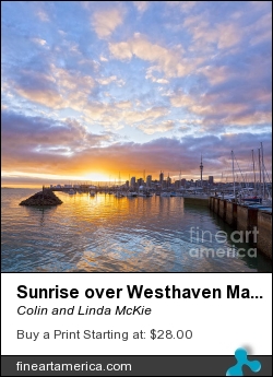 Sunrise Over Westhaven Marina Auckland New Zealand by Colin and Linda McKie - Photograph - Photograph