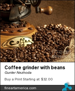 Coffee Grinder With Beans by Gunter Nezhoda - Photograph