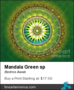 Mandala Green Sp by Bedros Awak - Digital Art - Digital Art