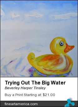 Trying Out The Big Water by Beverley Harper Tinsley - Painting - Watercolor And Graphite