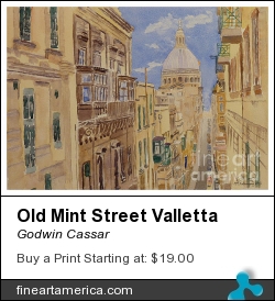 Old Mint Street Valletta by Godwin Cassar - Painting - Watercolours