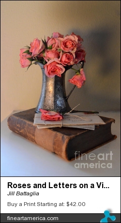 Roses And Letters On A Vintage Book by Jill Battaglia - Photograph - Fine Art Photography