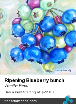Ripening Blueberry Bunch by Jennifer Kwon - Painting - Oil On Canvas