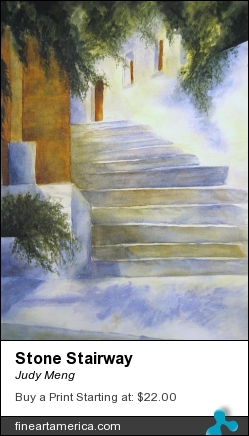Stone Stairway by Judy Meng - Painting - Watercolor
