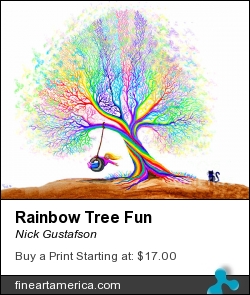 Rainbow Tree Fun by Nick Gustafson - Painting - Acrylic/digital