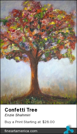 Confetti Tree by Enzie Shahmiri - Painting - Oil On Canvas Board