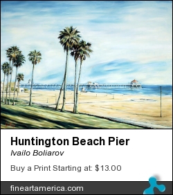 Huntington Beach Pier by Ivailo Boliarov - Painting - Oil On Canvas