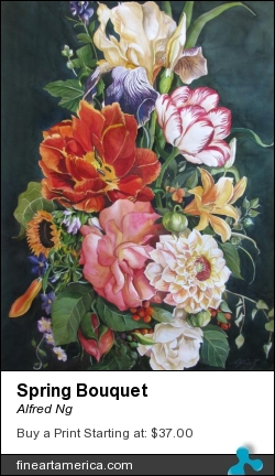 Spring Bouquet by Alfred Ng - Painting - Watercolor On Paper