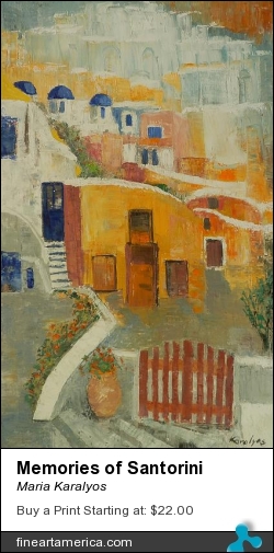 Memories Of Santorini by Maria Karalyos - Painting - Oil On Canvas