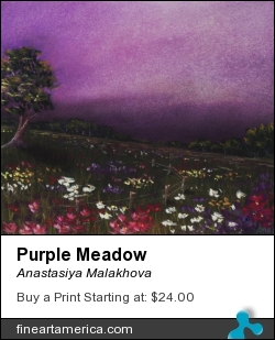 Purple Meadow by Anastasiya Malakhova - pastels on paper