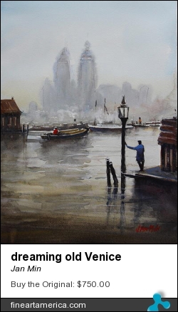 dreaming old Venice by Jan Min - Painting - Aquarel