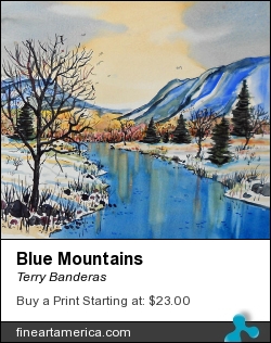 Blue Mountains by Terry Banderas - Painting - Watercolor On Paper.