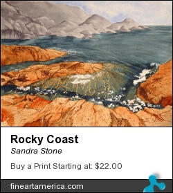 Rocky Coast by Sandra Stone - Painting - Watercolor
