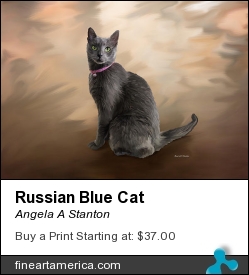 Russian Blue Cat by Angela A Stanton - Painting - Oil Painting On Canvas