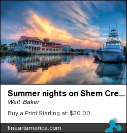Summer Nights On Shem Creek by Walt  Baker - Photograph