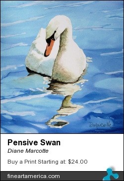 Pensive Swan by Diane Marcotte - Painting - Alcohol Ink On Yupo
