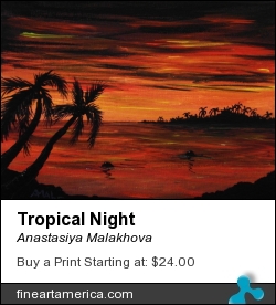Tropical Night by Anastasiya Malakhova - acrylic on canvas board