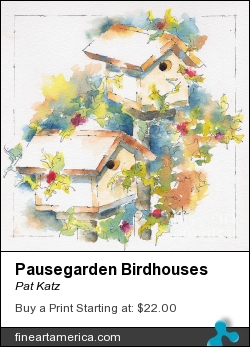 Pausegarden Birdhouses by Pat Katz - Painting