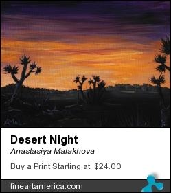 Desert Night by Anastasiya Malakhova - acrylic on canvas board