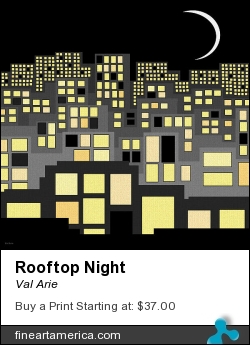 Rooftop Night by Val Arie - Digital Art - Digital Paint / Painting / Val Arie Original Art