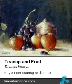 Teacup And Fruit by Thomas Kearon - Painting - Acrylic On Board