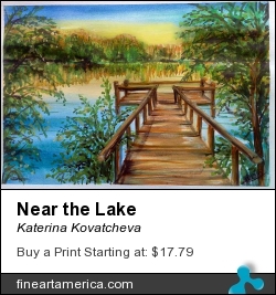 Near The Lake by Katerina Kovatcheva - Painting - Watercolor