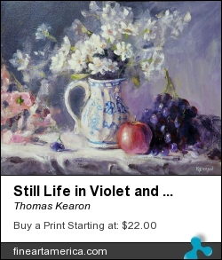 Still Life In Violet And Blue by Thomas Kearon - Painting - Acrylic On Canvas