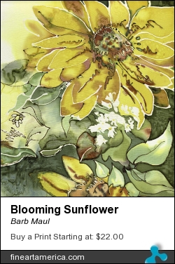 Blooming Sunflower by Barb Maul - Painting - Dyes On Silk