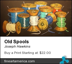 Old Spools by Joseph Hawkins - Pastel
