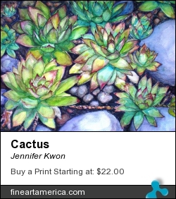 Cactus by Jennifer Kwon - Painting - Watercolor