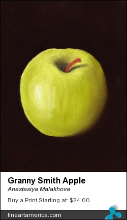 Granny Smith Apple by Anastasiya Malakhova - pastels on paper