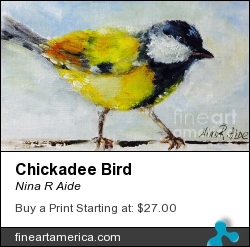 Chickadee Bird by Nina R Aide - Painting - Oil On Canvas